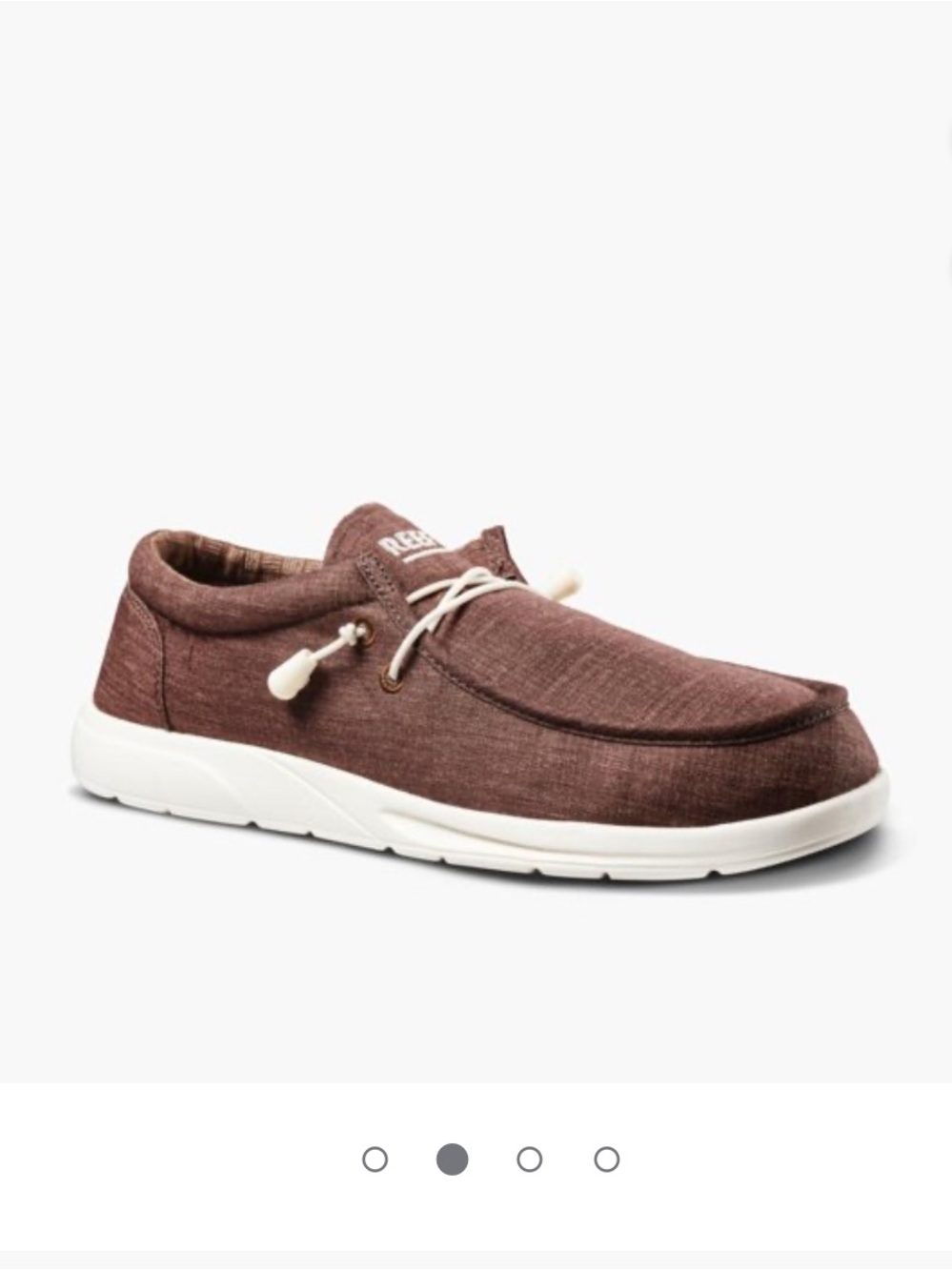 NWT Reef Cushion Coast Brown Canvas Slip-On Loafer White Laces and Sole Comfy 10
